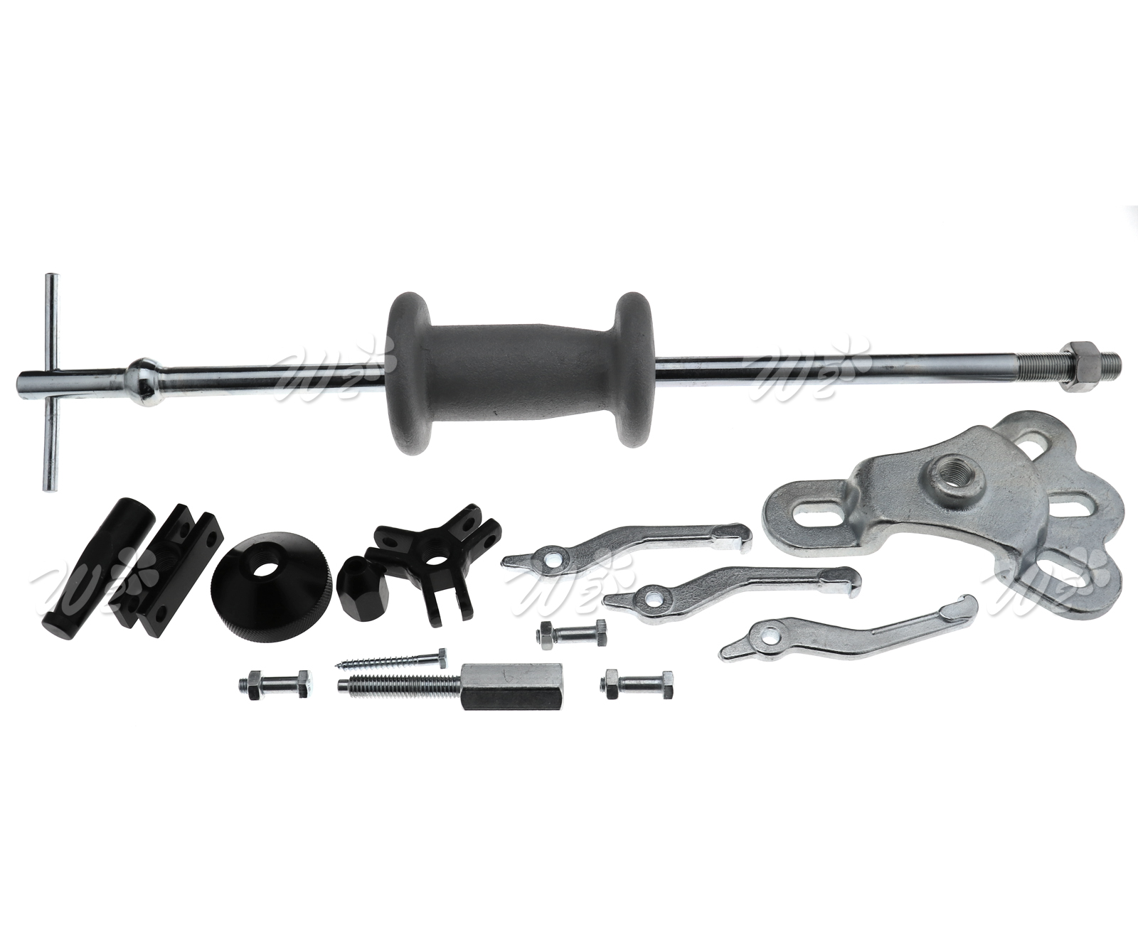 16Pcs Slide Hammer Bearing Puller Kit Rear Axle Dent Grip Wrench