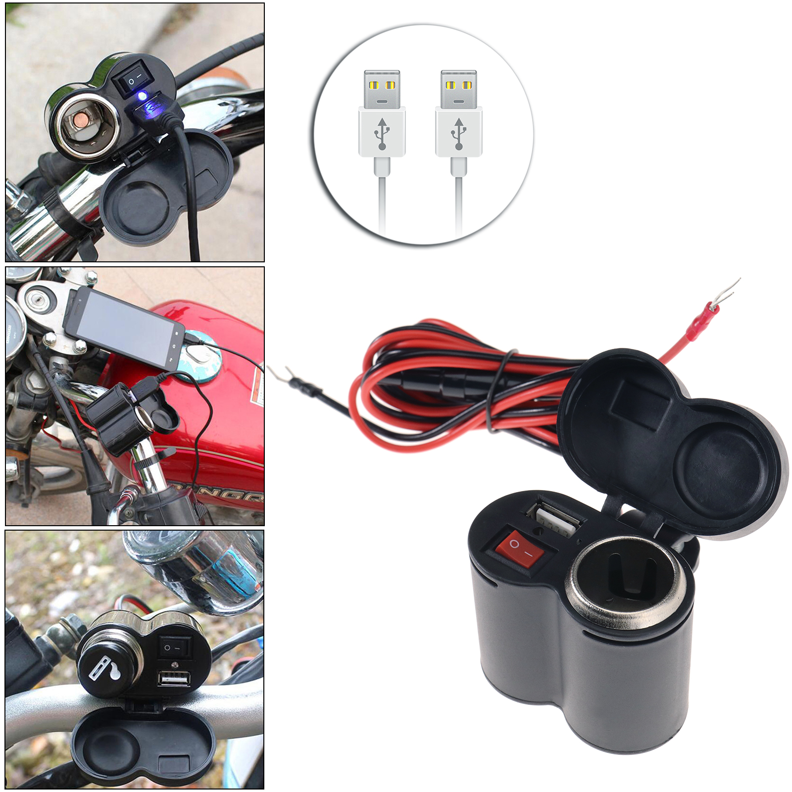 Waterproof Motorcycle 12V24V Lighter USB Power Socket Phone Charger eBay