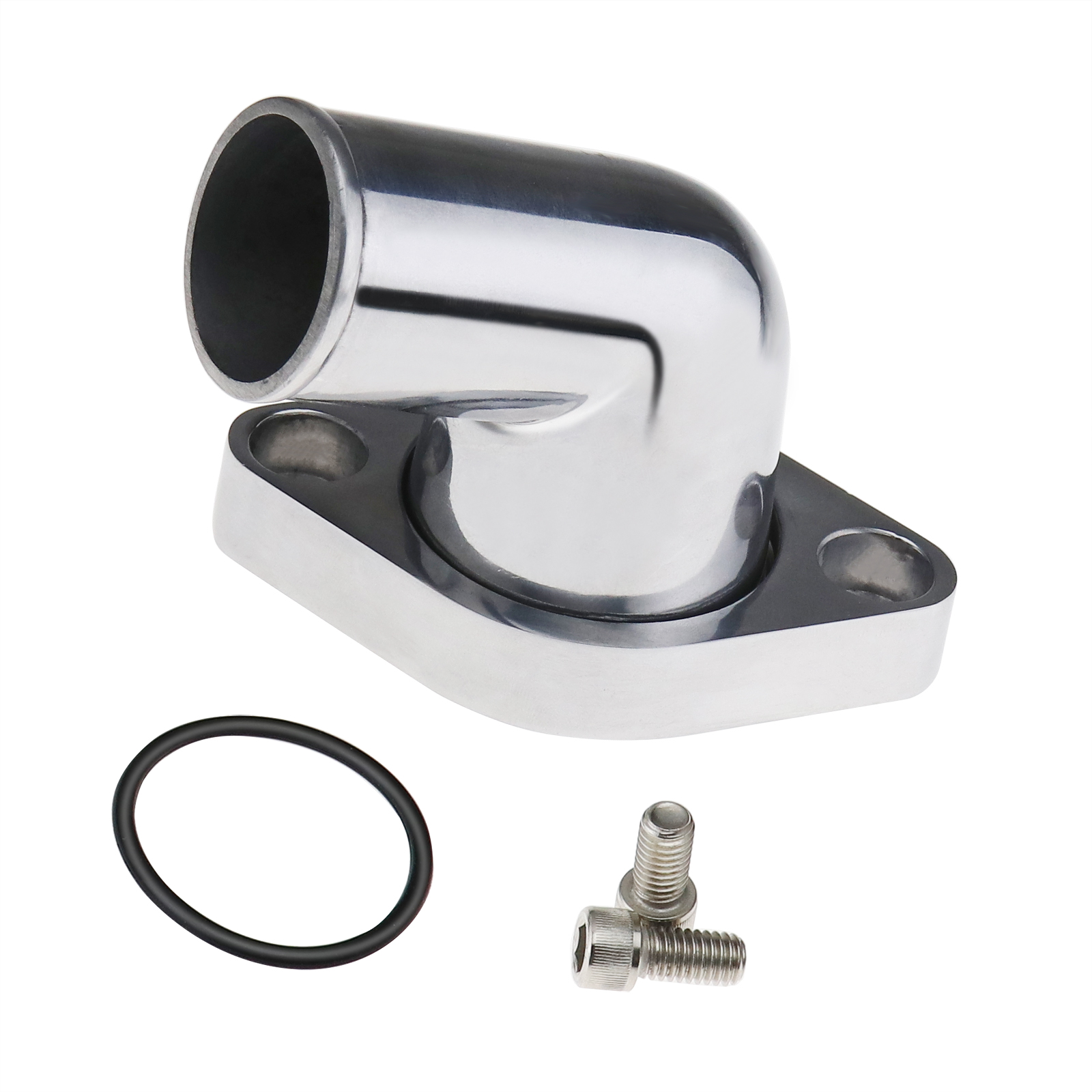 BBC SBC Chevy Polished Aluminum 90° degree Swivel Water Neck Thermostat Housing