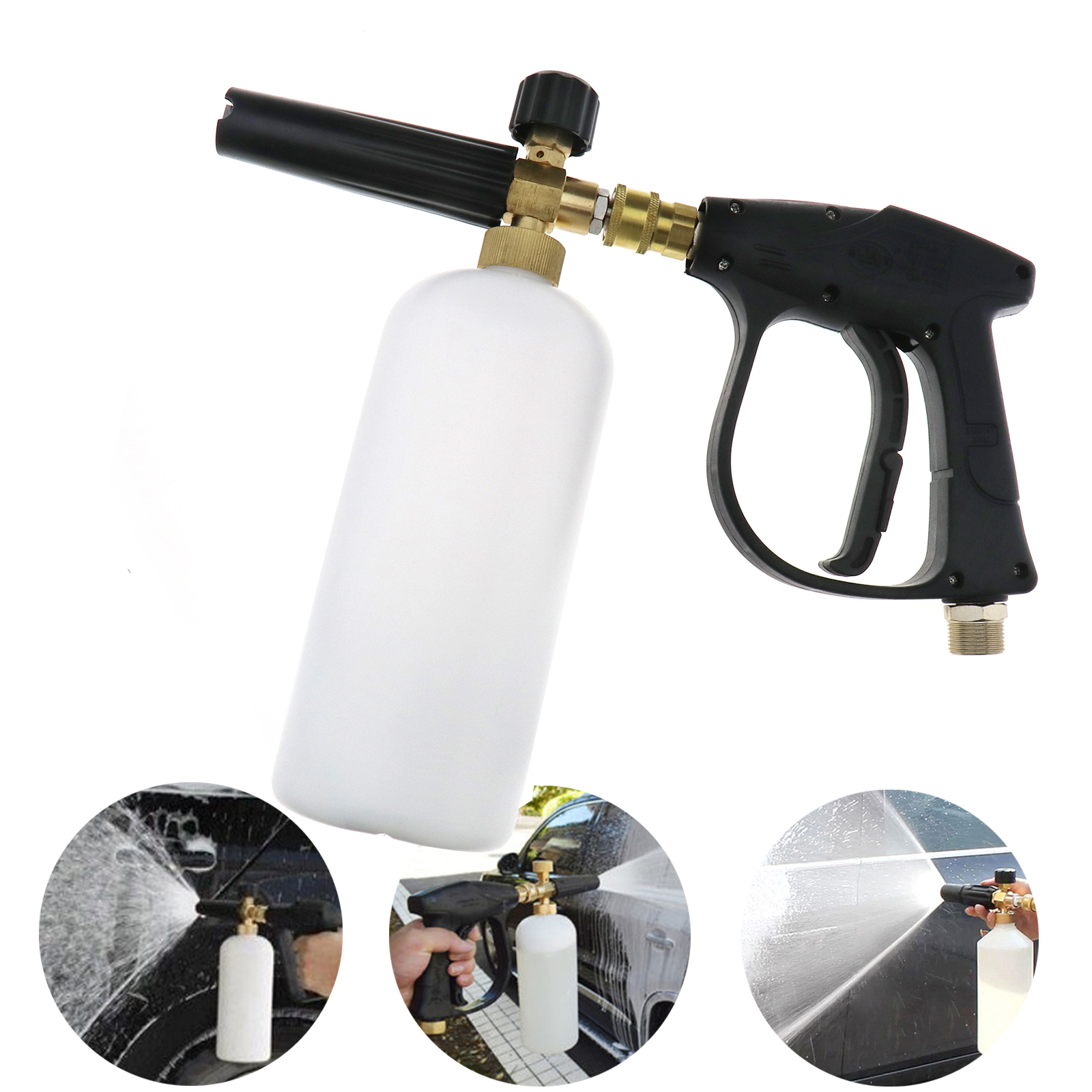 Spray Pressure Washer Gun 1/4" Car Wash Soap Snow Foam Lance Cannon Kit