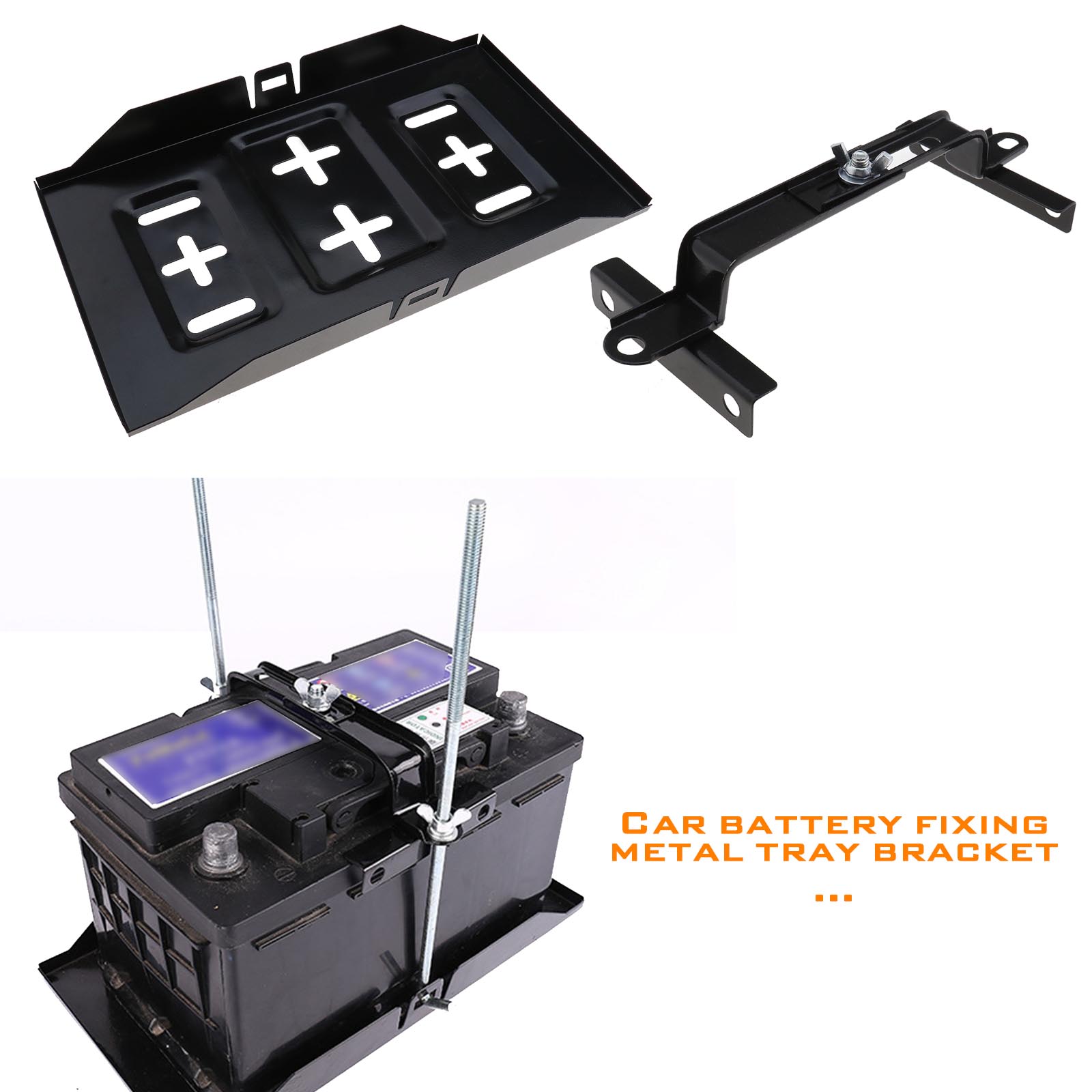 Storage Battery Tray Holder Base Hold Down Clamp Adjustable For Car