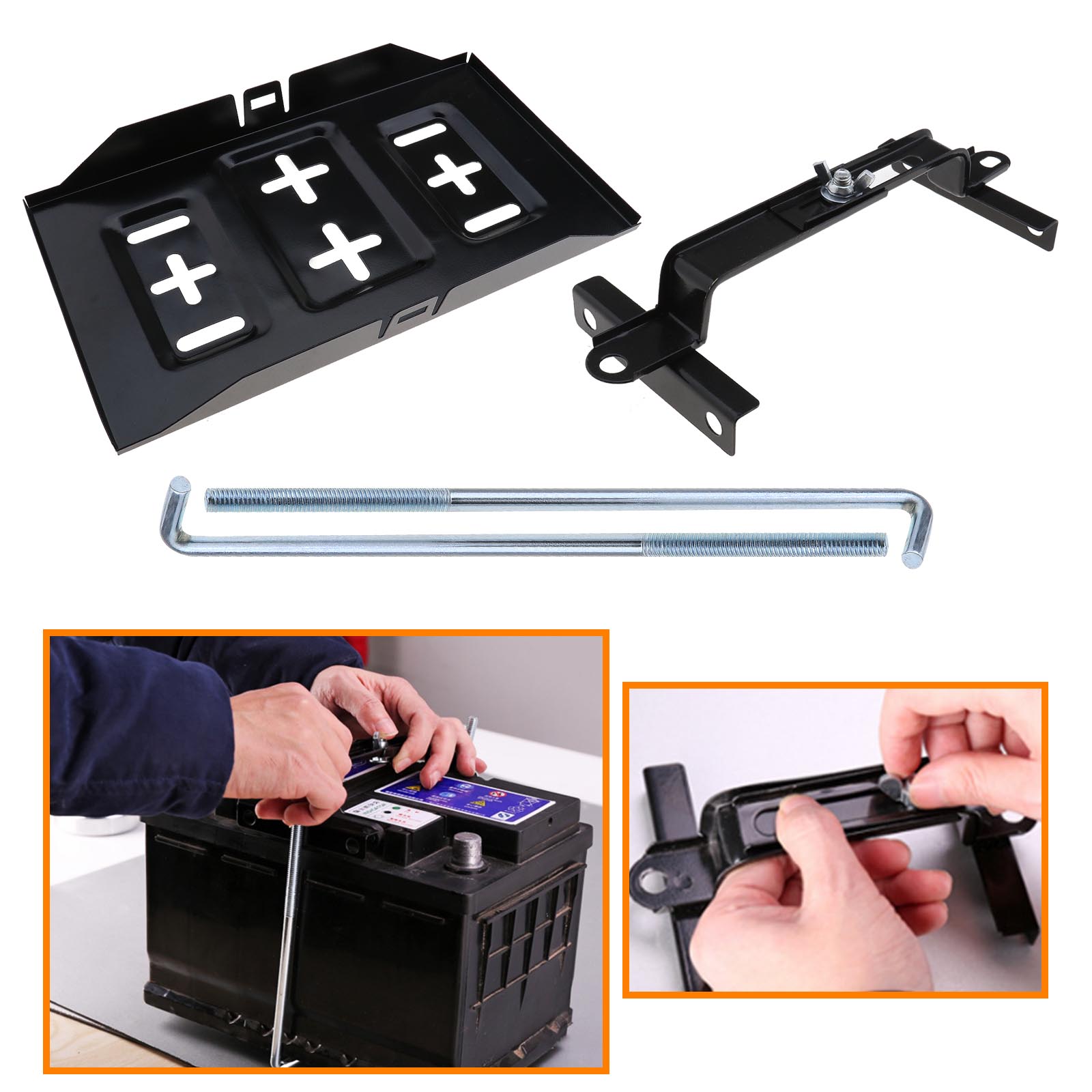 Storage Battery Tray Holder Base Hold Down Clamp Adjustable For Car