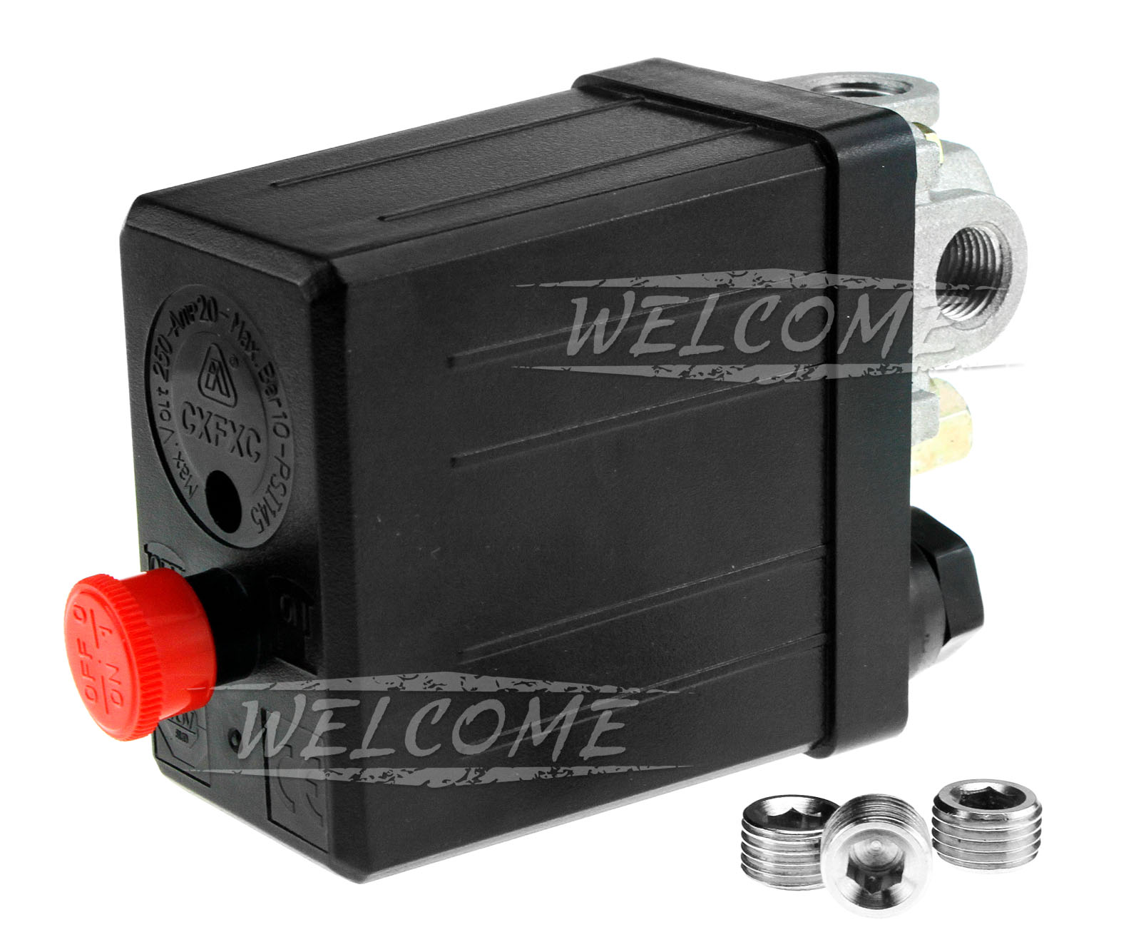 Single Phase Air Compressor Switch 175PSI 15AMP +1/4 BSP Blanking Plugs