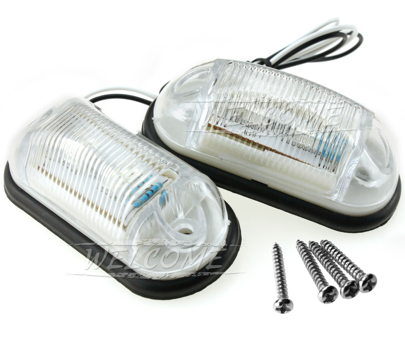 WHITE SIDE MARKER Truck Bus Boat Trailer Indicators Light Lamp 24V 2