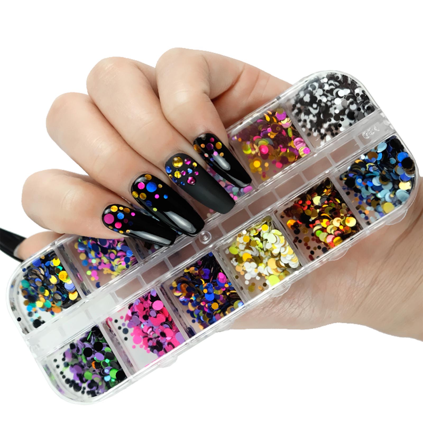3 Boxes Nail Sequins Glitter Set Assorted Round Thin Shining for Nail