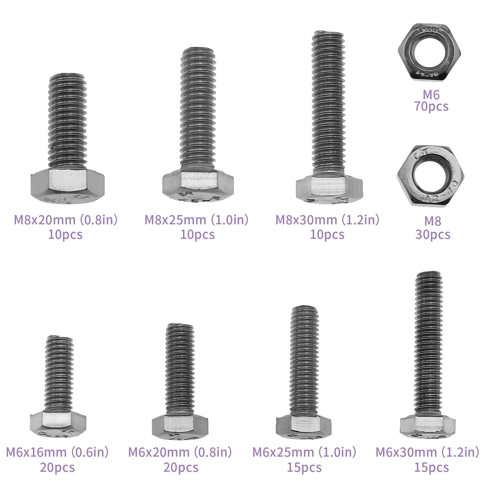 200pcs-m6-and-m8-hex-head-screw-set-304-stainless-steel-a2-70-with