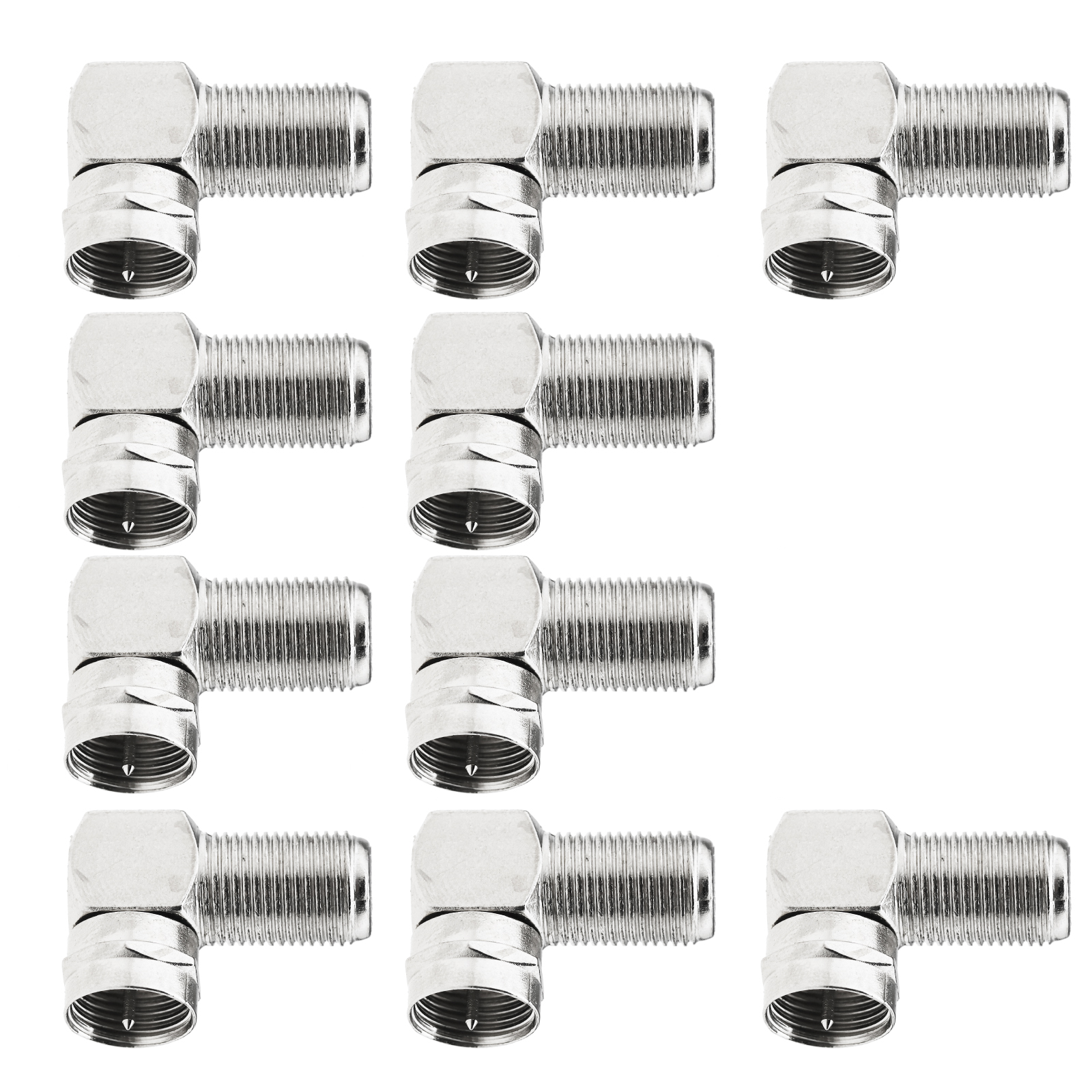 FTYPE SILVERY SCREWON Male/Female 90 Degree RF Coaxial Adapter