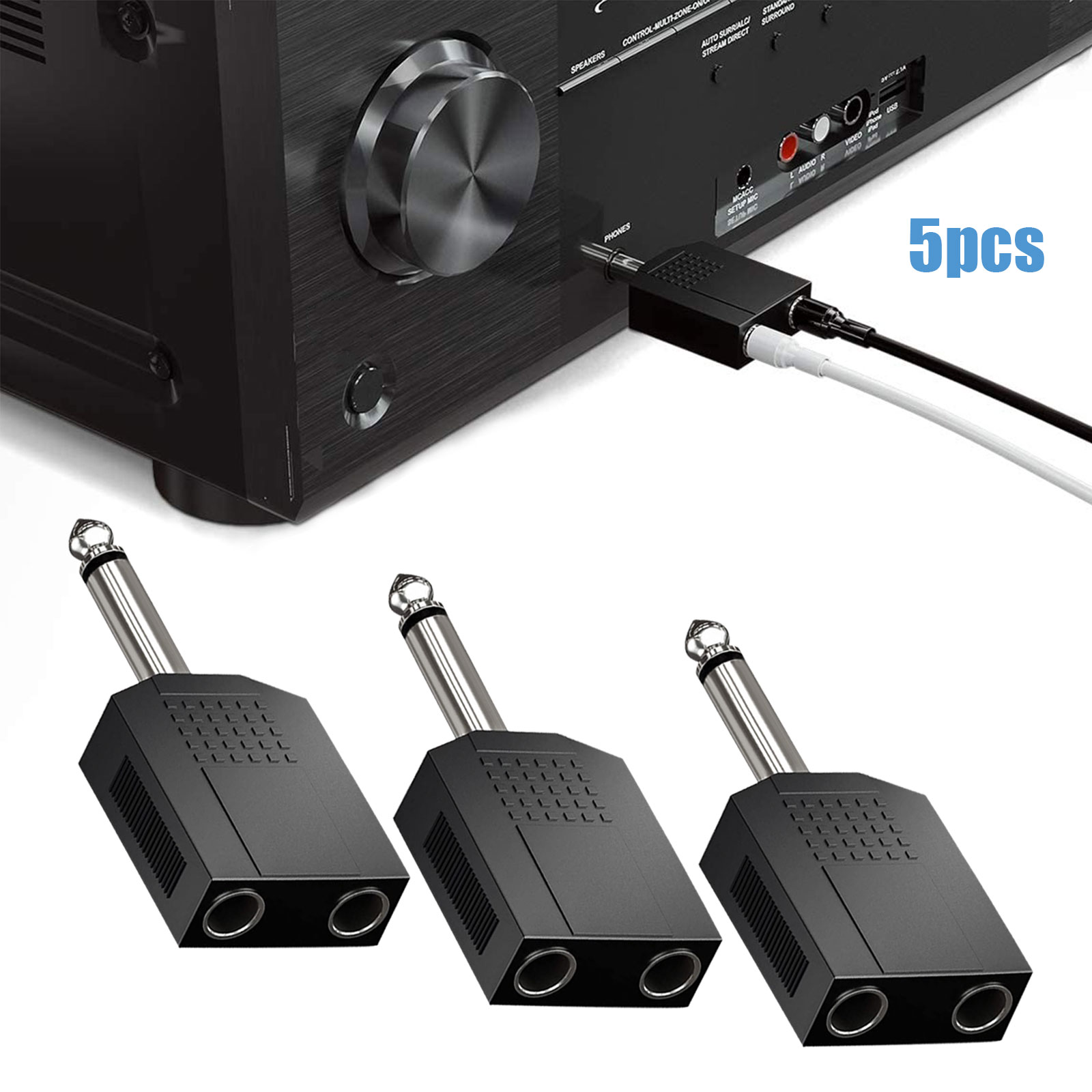 1x 6.3mm Jack Plug to 2x 6.3mm Jack Socket Audio Jack Audio Adapter