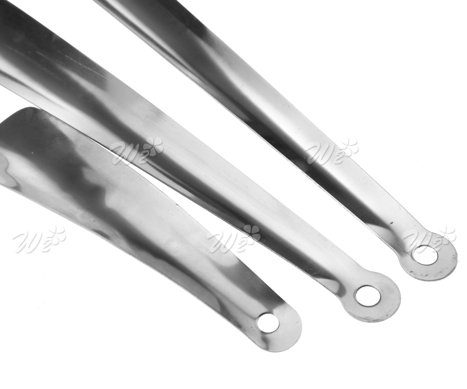 3 X Professional Shoe Horn Stainless Steel Handsome Wood Handle Silver