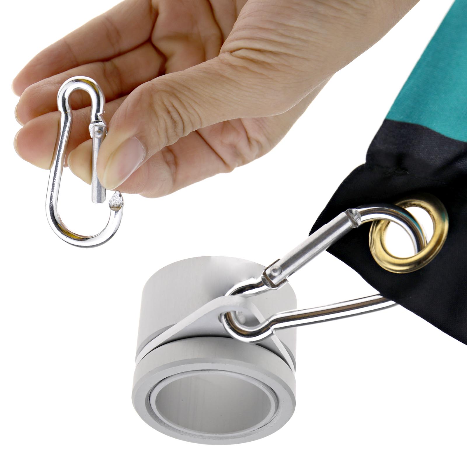 2pcs Rotating Flag Rings Fasteners Aluminum Never Furl Spinning