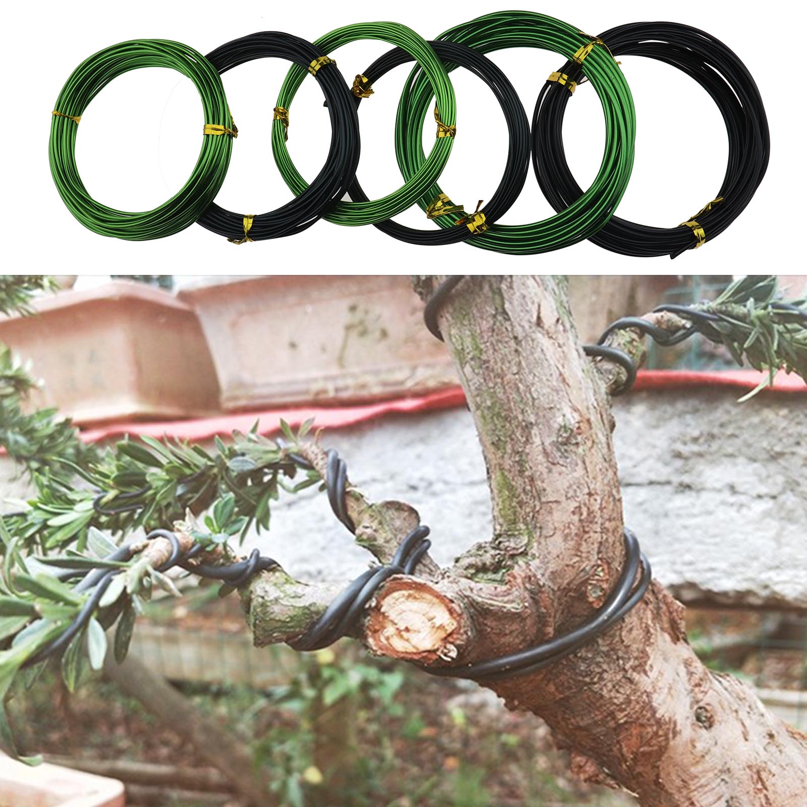 7x Bonsai Baum Eloxiertes Aluminium Bonsai Draht 5Größe