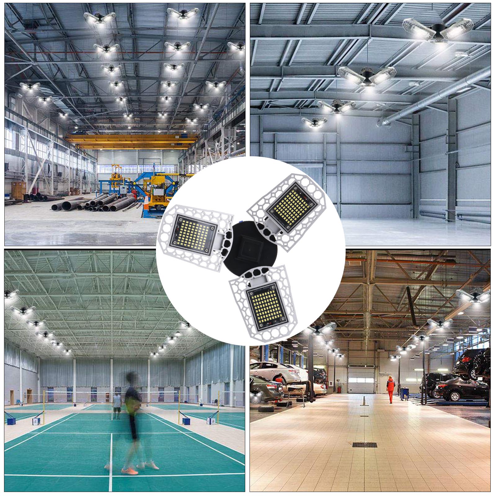 1x Garagenlampe LED 6000K E26/E27 80W 9600 Lumen Shop Werkstatt CE FCC