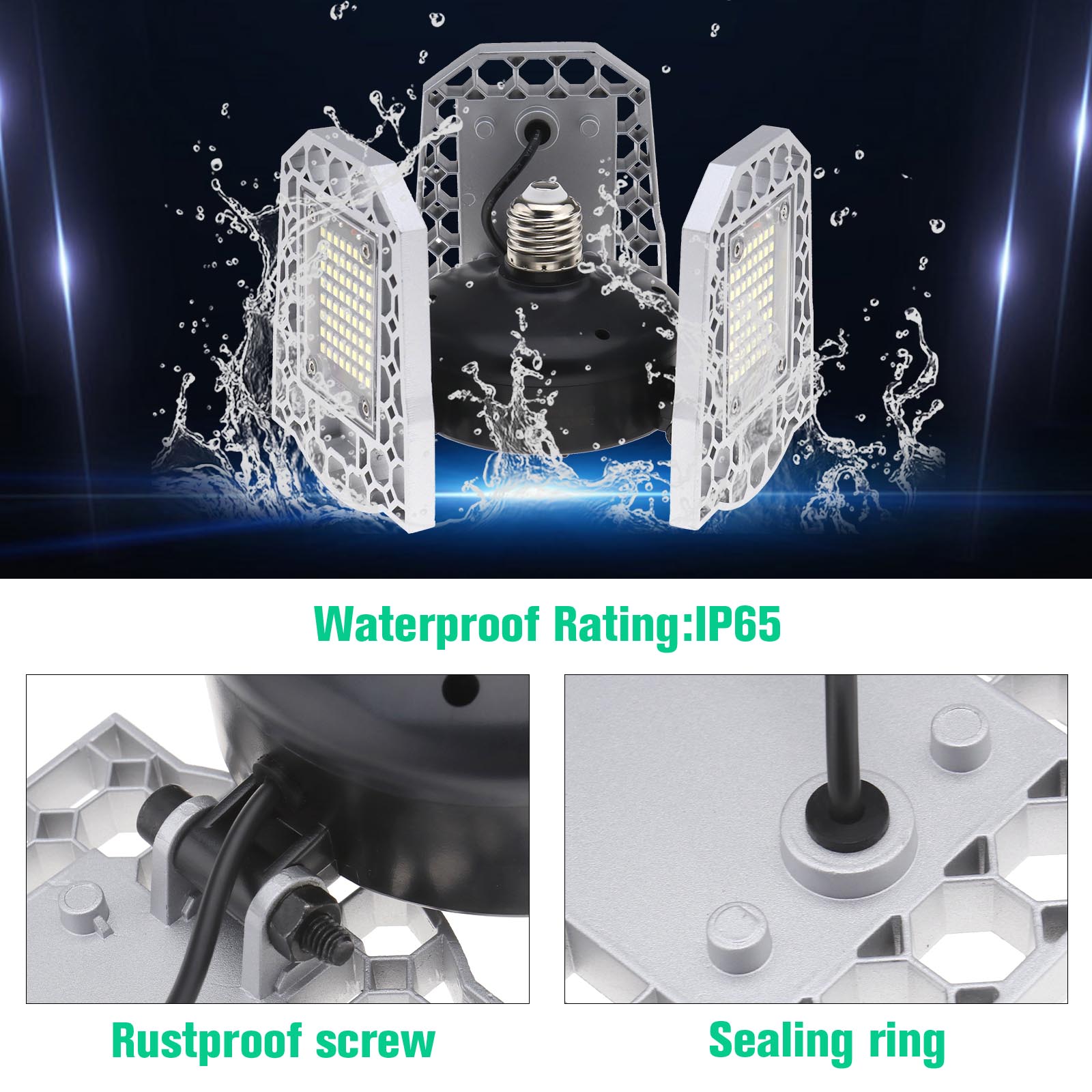 1x Garagenlampe LED 6000K E26/E27 80W 9600 Lumen Shop Werkstatt CE FCC