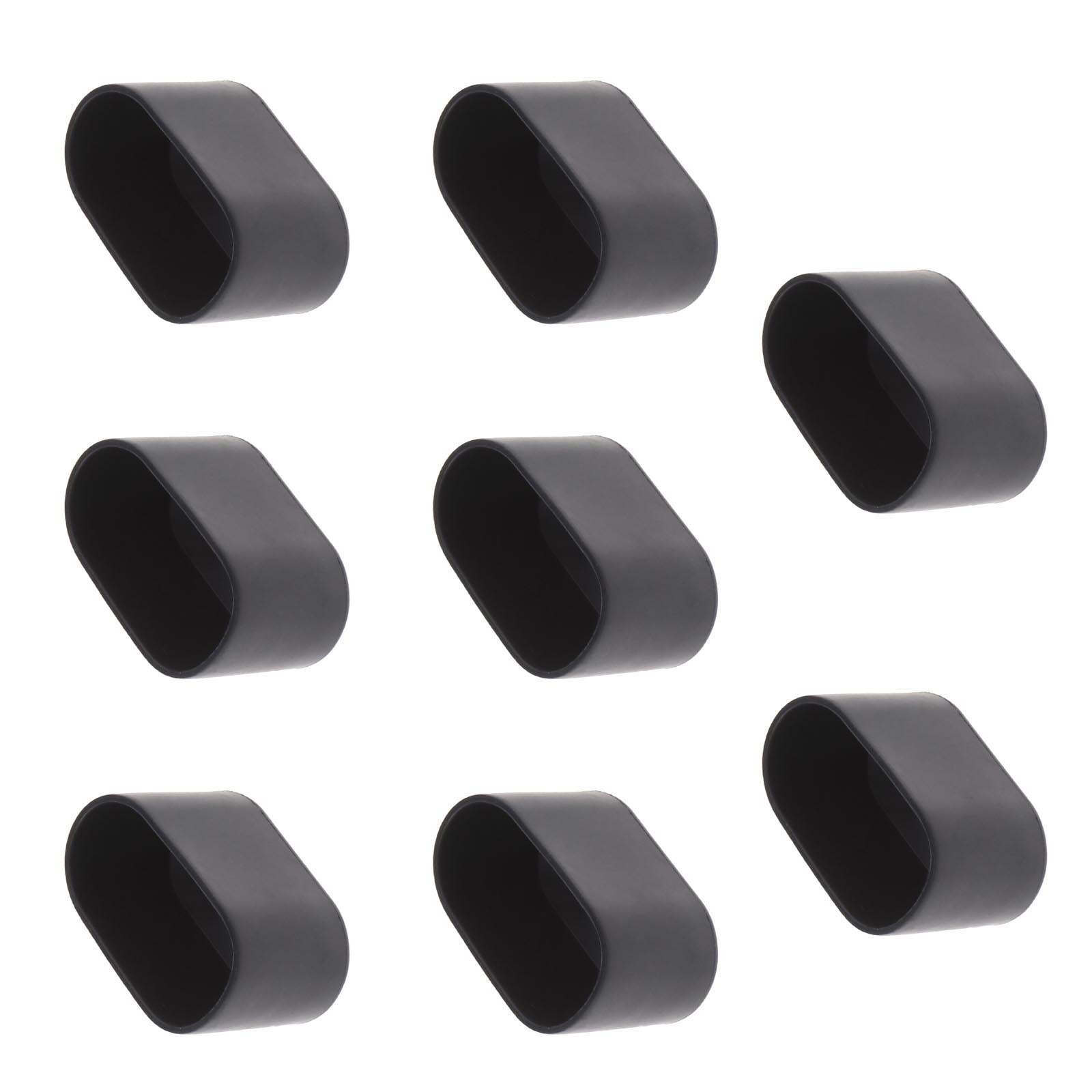 8X/16X OVAL CHAIR Leg Tip Cap AntiSlip Soft PVC Feet Protector Black