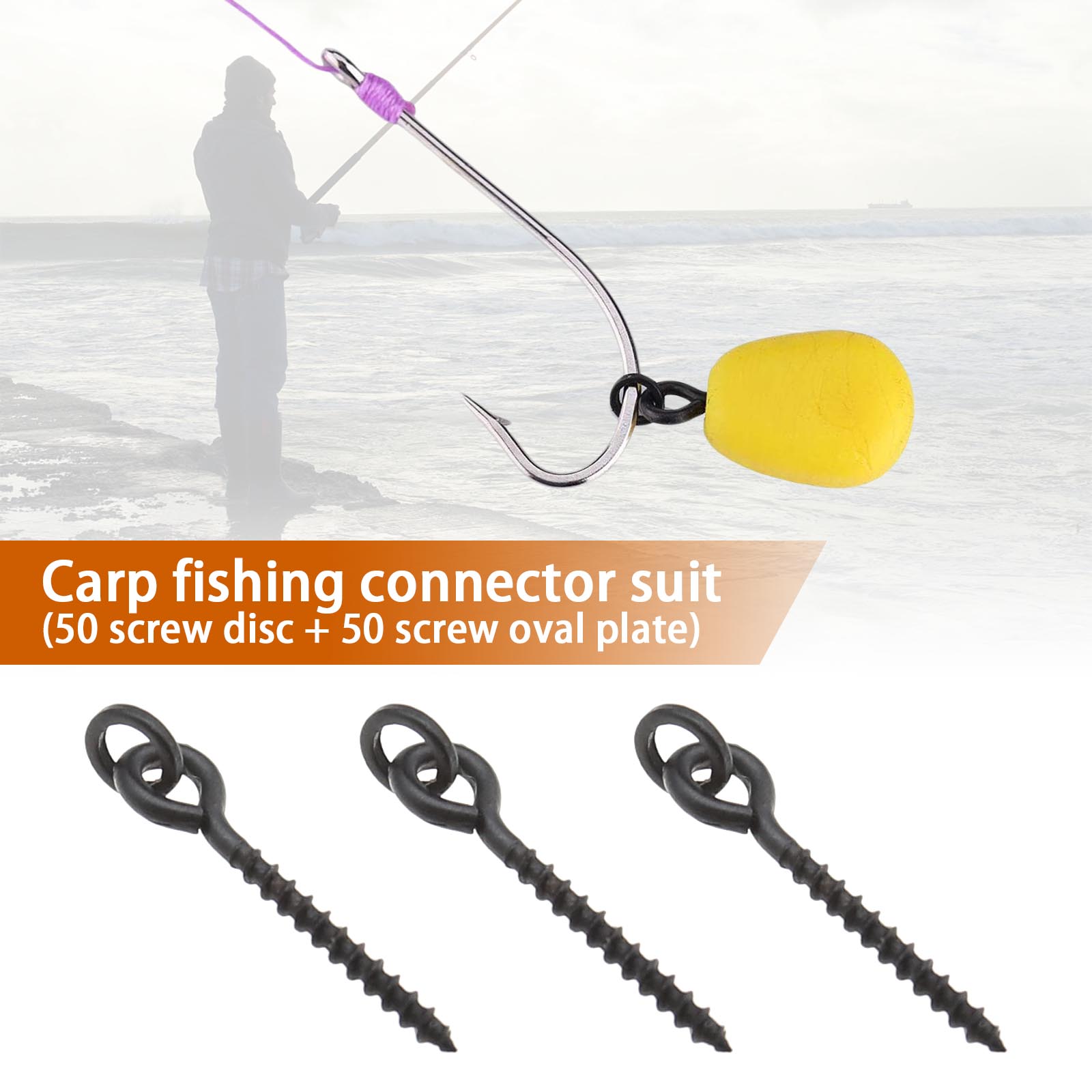 100pcs Black Carp Fishing Bait Screws Terminal Tackle Connectors with Link Ring eBay