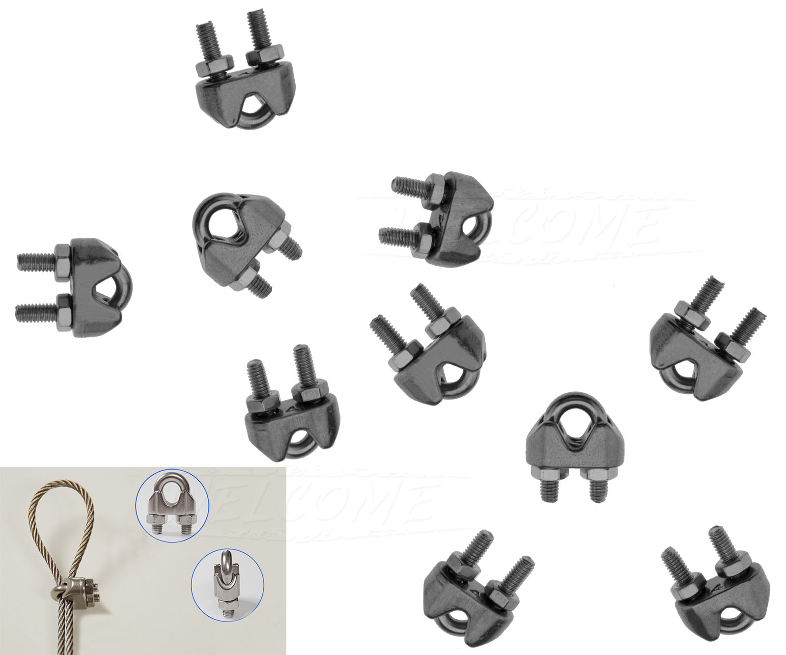 4 x 5mm Wire Rope Grips Bulldog Clamp Chandlery Stainless Steel Marine Grade 316