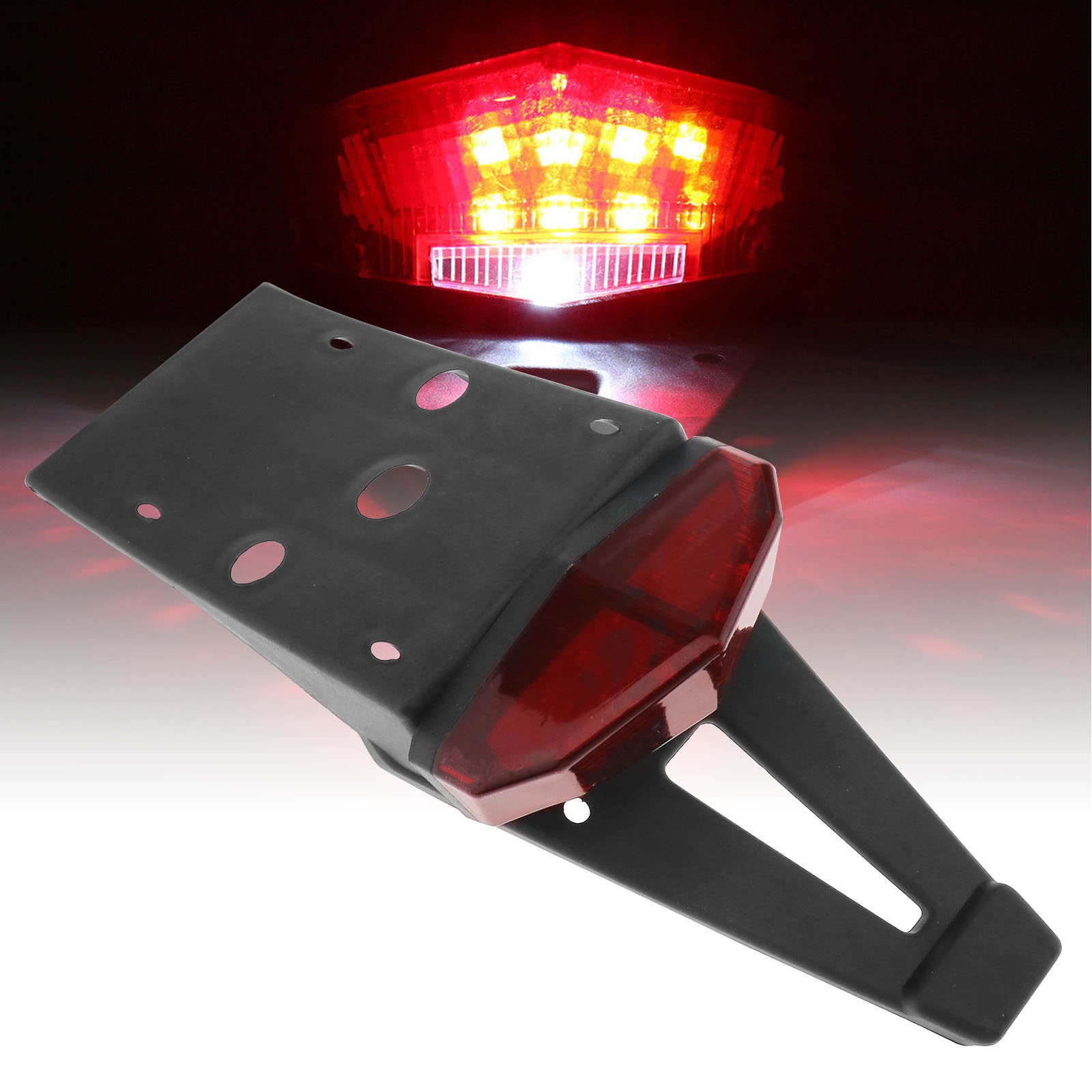 Universal Motorcycle Enduro Trial Dirt Bike Fender LED Stop Rear Tail