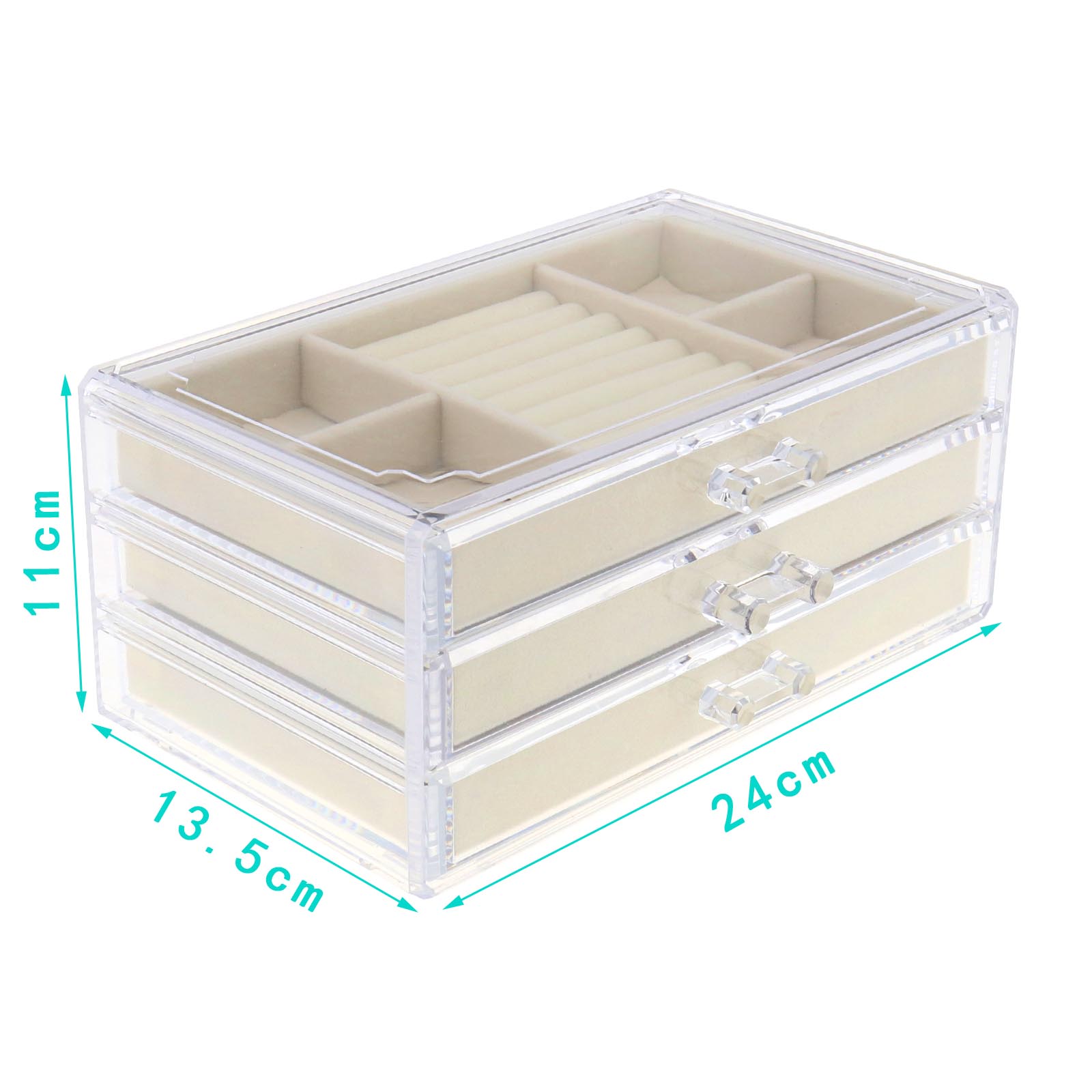 1x Schmuckkästchen Schmuck Organizer mit Schubladen Acryl